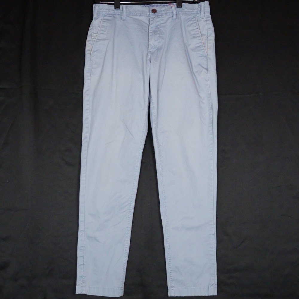 Netplay‎ Chino Pants Mens 32 Aqua Blue Heritage Workwear Slim Tapered Cotton
